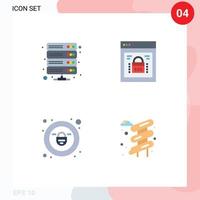 4 Flat Icon concept for Websites Mobile and Apps data web security storage page lock padlock Editable Vector Design Elements