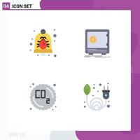 Set of 4 Modern UI Icons Symbols Signs for bug strongbox notification deposit gas Editable Vector Design Elements