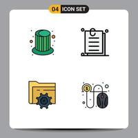 Universal Icon Symbols Group of 4 Modern Filledline Flat Colors of magic folder cap online gear Editable Vector Design Elements