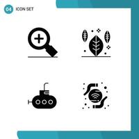 4 Universal Solid Glyphs Set for Web and Mobile Applications magnifier wifi autumn bathyscaph Layer 1 Editable Vector Design Elements