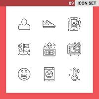 Modern Set of 9 Outlines Pictograph of transfer economy money business business Editable Vector Design Elements