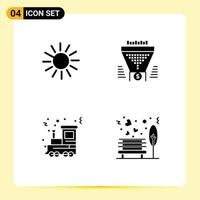 Group of 4 Modern Solid Glyphs Set for luck chain christmas crypto currency funnel holiday Editable Vector Design Elements