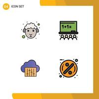 Modern Set of 4 Filledline Flat Colors Pictograph of face connection sheep board audio Editable Vector Design Elements