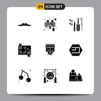 User Interface Pack of 9 Basic Solid Glyphs of photo dividend mouse distribution equipment Editable Vector Design Elements