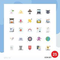 paquete de 25 signos y símbolos de colores planos modernos para medios de impresión web, como elementos de diseño de vectores editables para padres de educación de pila de escuela de acción