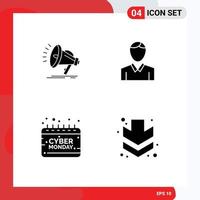 Editable Vector Line Pack of Simple Solid Glyphs of speaker cyber voice man monday Editable Vector Design Elements