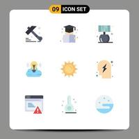 Set of 9 Modern UI Icons Symbols Signs for spring brightness living sun cloud creative Editable Vector Design Elements