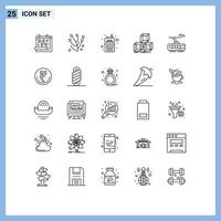 Group of 25 Lines Signs and Symbols for smart box phone stack arrange Editable Vector Design Elements