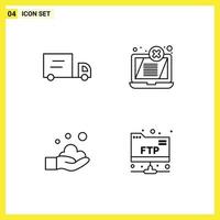 Pack of 4 Modern Filledline Flat Colors Signs and Symbols for Web Print Media such as truck wash error cleaning folder Editable Vector Design Elements