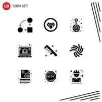 User Interface Pack of 9 Basic Solid Glyphs of office case case science brief goal Editable Vector Design Elements