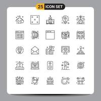 conjunto de 25 iconos modernos de la interfaz de usuario símbolos signos para el modelo de reloj corona educación real elementos de diseño vectorial editables vector