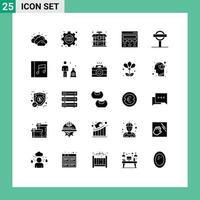 25 User Interface Solid Glyph Pack of modern Signs and Symbols of sign web building paint graphic Editable Vector Design Elements