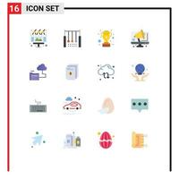 Group of 16 Modern Flat Colors Set for cloud speaker rings conference star Editable Pack of Creative Vector Design Elements