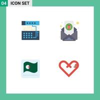 conjunto de iconos planos de interfaz móvil de 4 pictogramas del módulo analógico de bangladesh elementos de diseño de vectores editables asiáticos de correo electrónico
