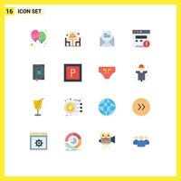 Set of 16 Modern UI Icons Symbols Signs for book website plate seo pencil Editable Pack of Creative Vector Design Elements