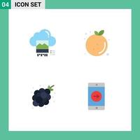 Pack of 4 creative Flat Icons of photo orange cloud diet food Editable Vector Design Elements