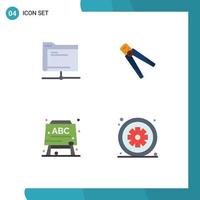 4 Thematic Vector Flat Icons and Editable Symbols of data tool remote building board Editable Vector Design Elements