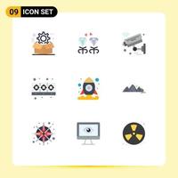 Set of 9 Modern UI Icons Symbols Signs for kitchen cooking mom cooker security Editable Vector Design Elements