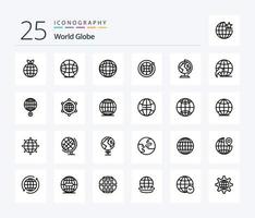 paquete de iconos de 25 líneas de globo que incluye croos. globo. en todo el mundo. global. viajar vector