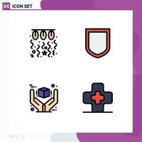 Pictogram Set of 4 Simple Filledline Flat Colors of bulb best love security premium Editable Vector Design Elements