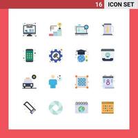 Modern Set of 16 Flat Colors Pictograph of device hotel forum machine boiler Editable Pack of Creative Vector Design Elements