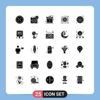 Universal Icon Symbols Group of 25 Modern Solid Glyphs of return earnings mark present free Editable Vector Design Elements