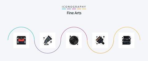 paquete de iconos de 5 planos llenos de línea de bellas artes que incluye artes. cepillar. discos compactos. pintura. Arte vector