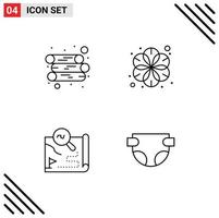 Pictogram Set of 4 Simple Filledline Flat Colors of energy travel chinese spa search Editable Vector Design Elements