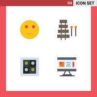 Universal Icon Symbols Group of 4 Modern Flat Icons of embarrassed gas study music stove Editable Vector Design Elements