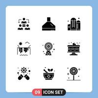 Universal Icon Symbols Group of 9 Modern Solid Glyphs of energy buildings container canada river Editable Vector Design Elements