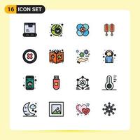 Universal Icon Symbols Group of 16 Modern Flat Color Filled Lines of remove decoration features chinese pendant Editable Creative Vector Design Elements