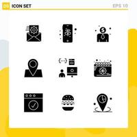 9 User Interface Solid Glyph Pack of modern Signs and Symbols of development coding employee cost app map Editable Vector Design Elements