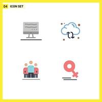 User Interface Pack of 4 Basic Flat Icons of computer medicine cloud arrow hospital Editable Vector Design Elements