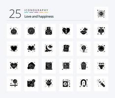 Love 25 Solid Glyph icon pack including romance. lips. message. kiss. health vector