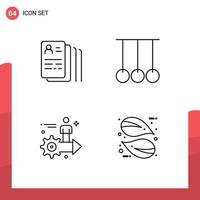 Set of 4 Vector Filledline Flat Colors on Grid for document gear search rings user Editable Vector Design Elements