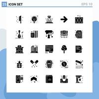 Set of 25 Modern UI Icons Symbols Signs for elevator arrows lamp forward diamond Editable Vector Design Elements