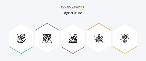 Agriculture 25 Line icon pack including harvesting. farming. vegetable. farm. tractor vector