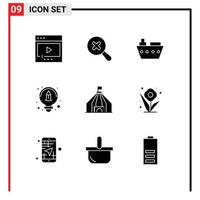 9 Universal Solid Glyph Signs Symbols of circus tant boat idea creative Editable Vector Design Elements