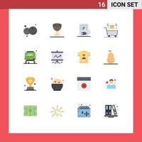 Modern Set of 16 Flat Colors and symbols such as board shopping charging robot ai Editable Pack of Creative Vector Design Elements