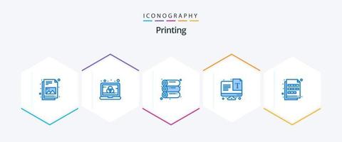 Printing 25 Blue icon pack including imaging. extension. offset. color. typography vector