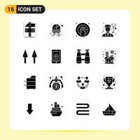 16 Universal Solid Glyphs Set for Web and Mobile Applications sparrowgrass stethoscope vehicle physician spa Editable Vector Design Elements