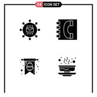 Set of 4 Modern UI Icons Symbols Signs for engine information optimization communication easter Editable Vector Design Elements