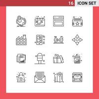 Set of 16 Modern UI Icons Symbols Signs for construction event graph day user Editable Vector Design Elements