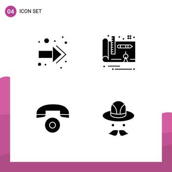 Group of Modern Solid Glyphs Set for arrow cap architecture telephone canada Editable Vector Design Elements