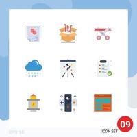 Set of 9 Vector Flat Colors on Grid for board rain marketing drop opening Editable Vector Design Elements