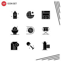 Set of 9 Commercial Solid Glyphs pack for director endless layout disruptive circulation Editable Vector Design Elements