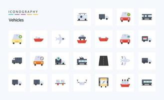 25 Vehicles Flat color icon pack vector