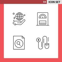 4 Thematic Vector Filledline Flat Colors and Editable Symbols of hand file world heater mouse Editable Vector Design Elements