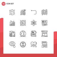 Modern Set of 16 Outlines and symbols such as finances study arrow profile account Editable Vector Design Elements