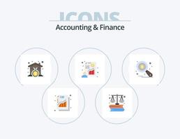 Contabilidad y finanzas paquete de iconos planos 5 diseño de iconos. revisión de cuentas. lucro. casa. presentación. gráfico vector